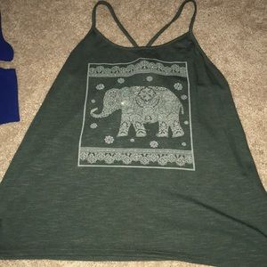 Green tank top with elephant design